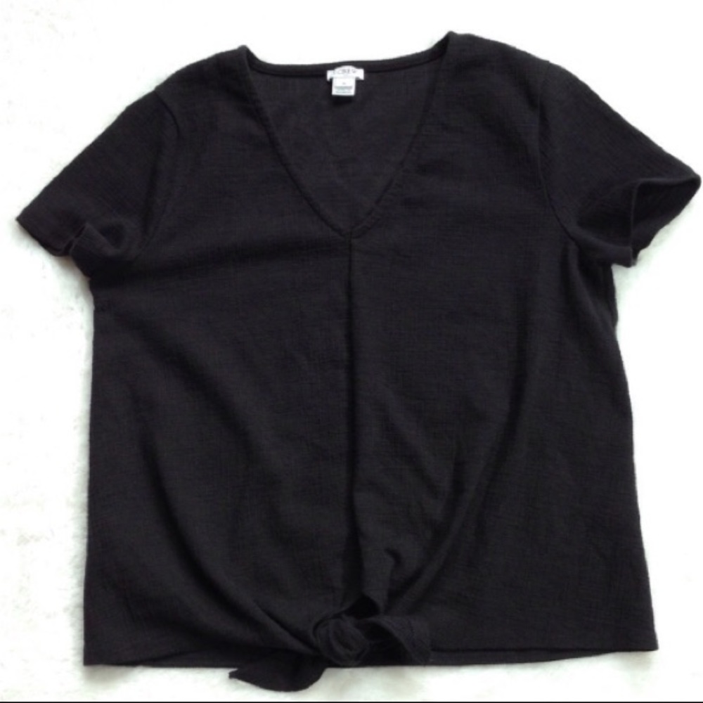 J. Crew Black Tie Front Short Sleeve T-Shirt